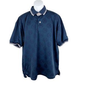 BOSS by IG Design Polo Shirt Men Large Blue Short Sleeve Embossed Vintage